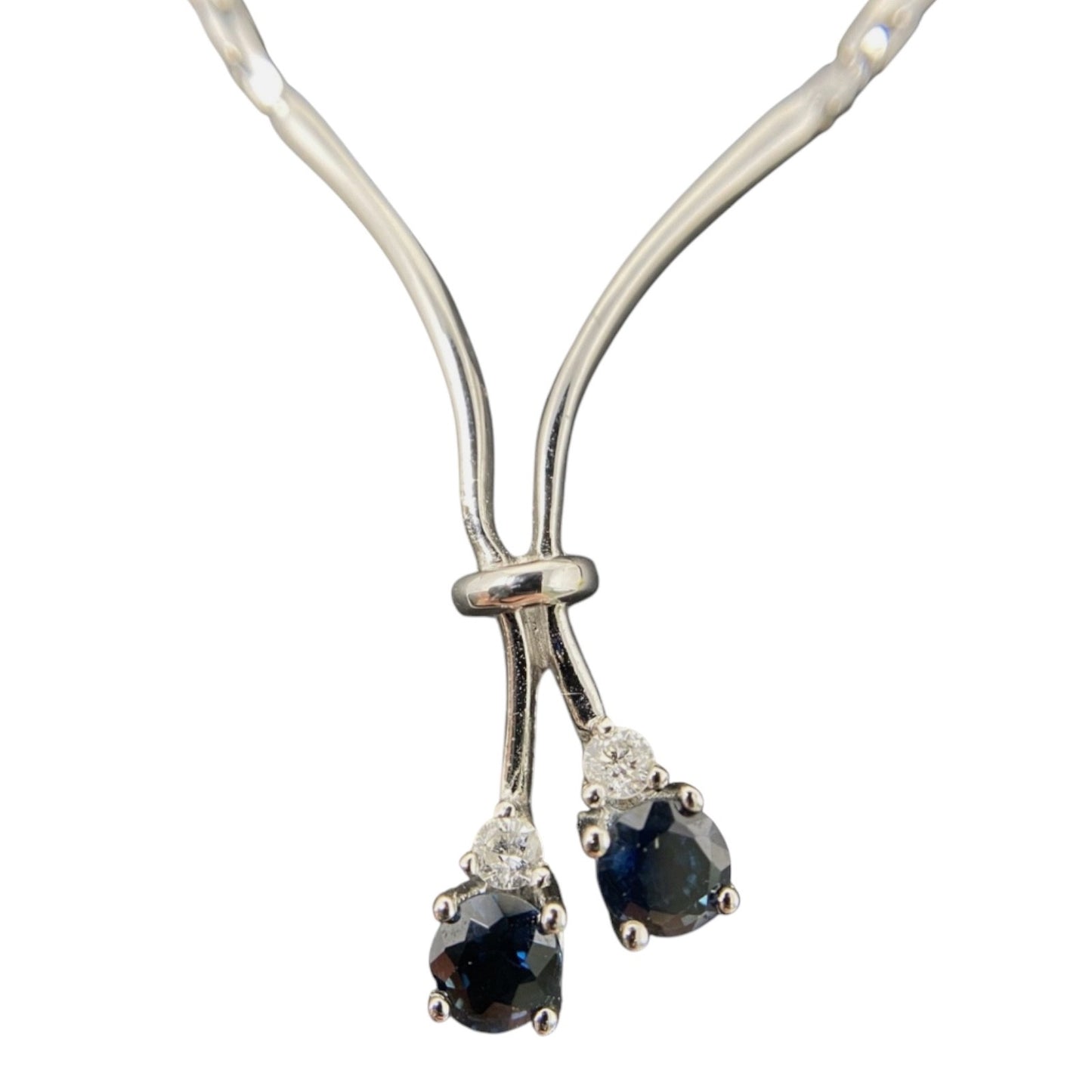 Edel Damencollier Weißgold mit Saphiren & Brillanten | 14K / 585 38,5cm