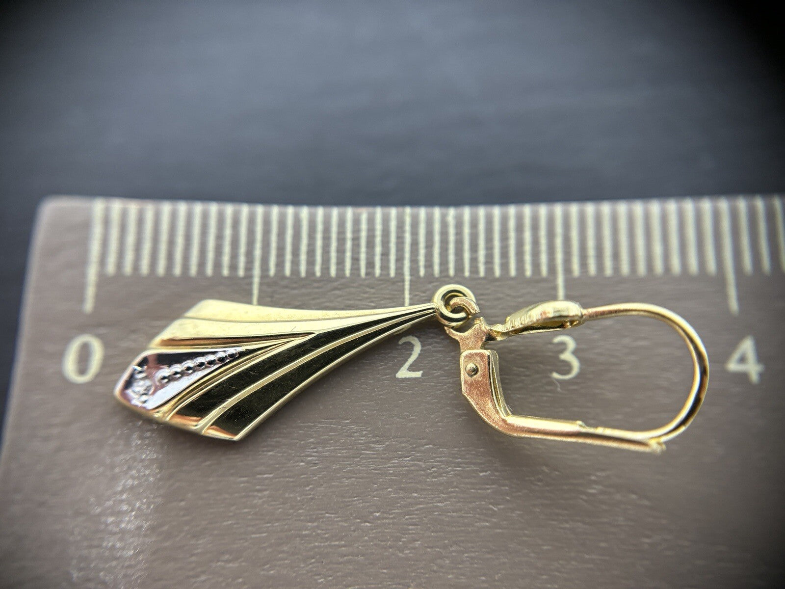 Ohrhänger Ohrringe Vintage Perlierung Brillanten Gelbgold 2,5cm 8K/333 