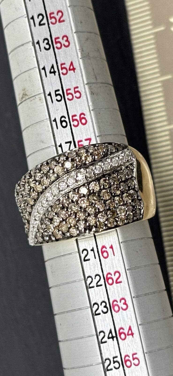 Brillantenbesetzer Ring mit Rauchdiamanten ca. 1 ct 14 K / 585 IV