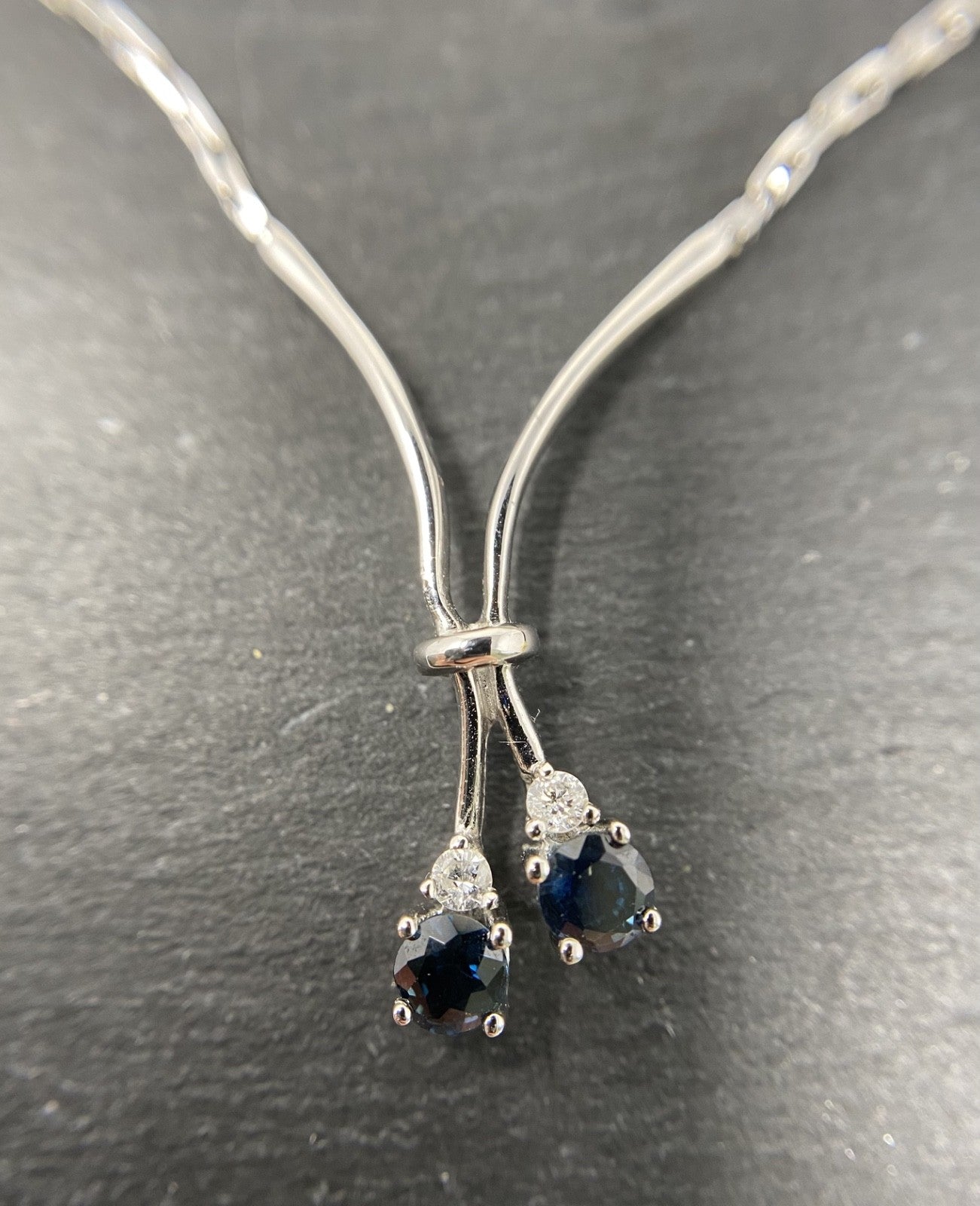 Edel Damencollier Weißgold mit Saphiren & Brillanten | 14K / 585 38,5cm