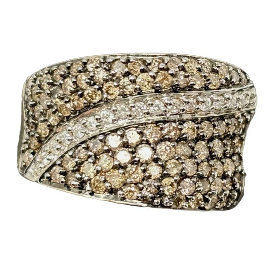Brillantenbesetzer Ring mit Rauchdiamanten ca. 1 ct 14 K / 585 IV