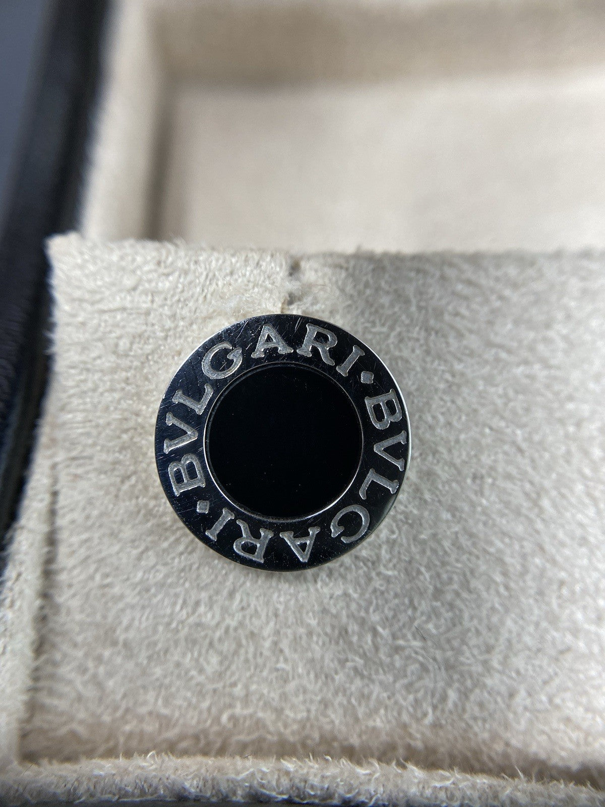 Bvlgari Ohrstecker 750 Gold 18 Karat Weißgold Bulgari Onyx Unisex Markenschmuck