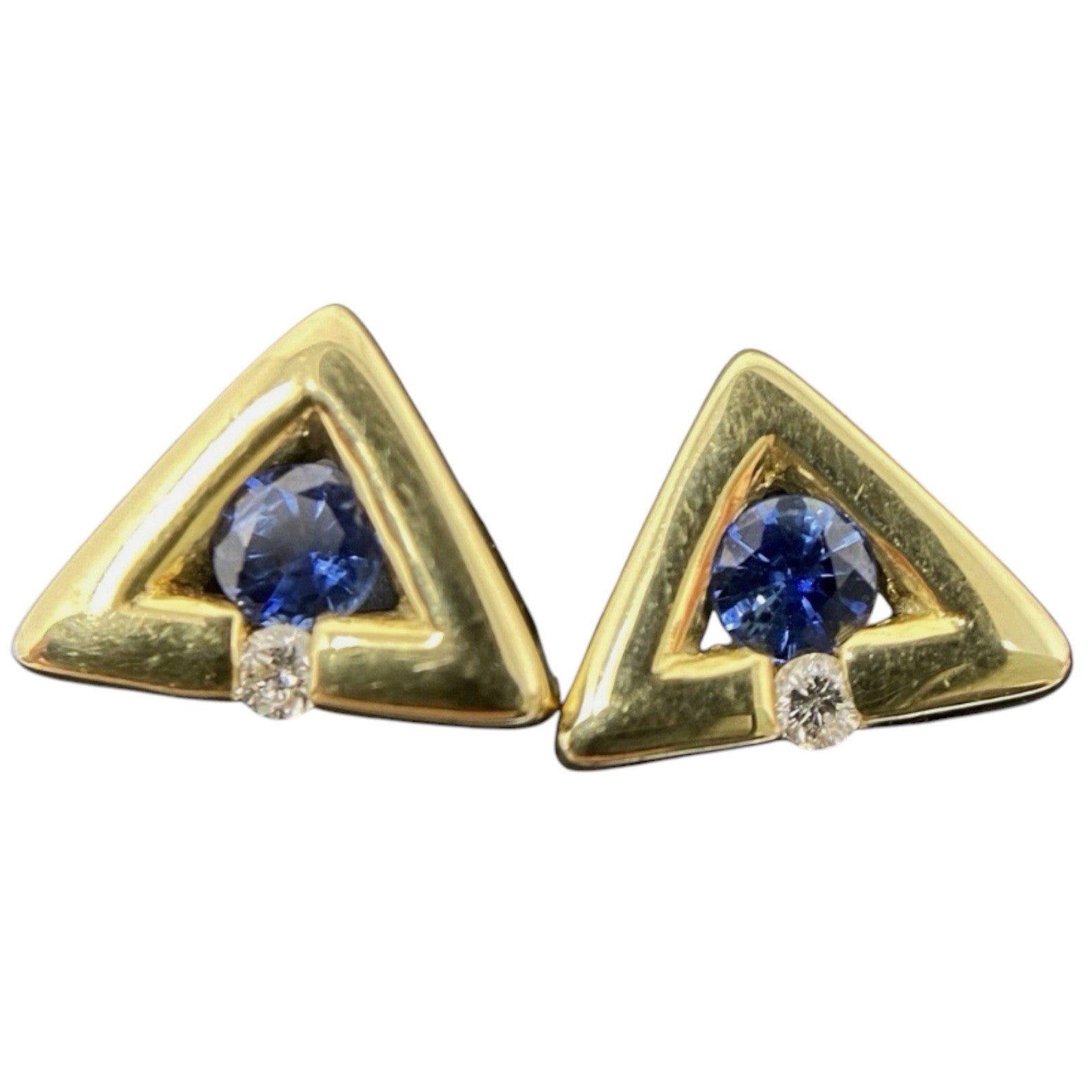 Gelbgold Ohrstecker mit Saphir Und Brillant | 14K/585