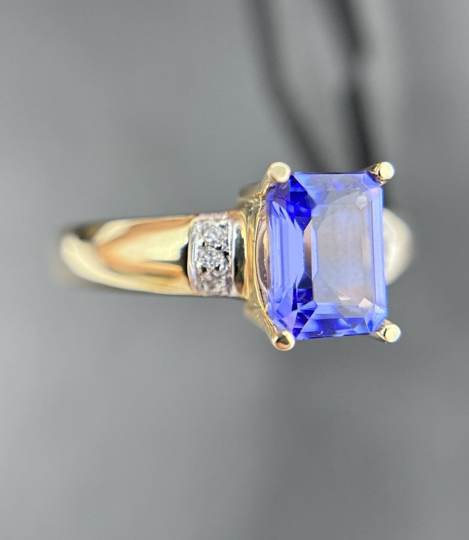 Tansanit 1,5ct Ring 585 gelb Gold 14 Karat Goldring Solitärring