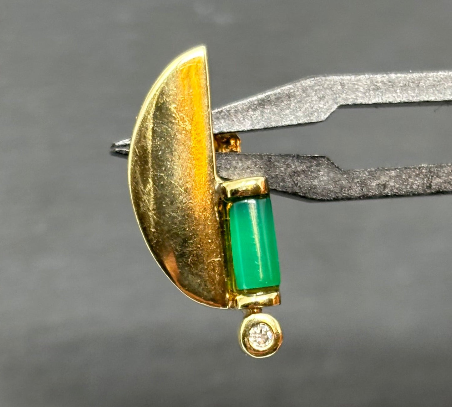 Verkauft! Designer Schmuckset 4 Teilig Grüne Steine/Zirkonia, Collier, Ohrringe und Ring