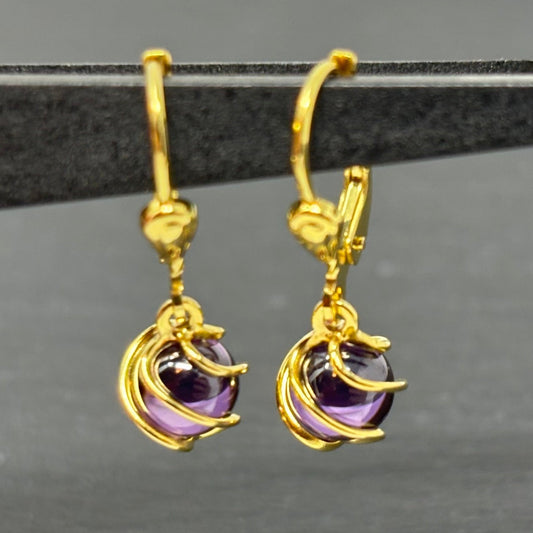 Ohrhänger Goldohrring Spirale Amethyst Kugel 8K/333 No.103