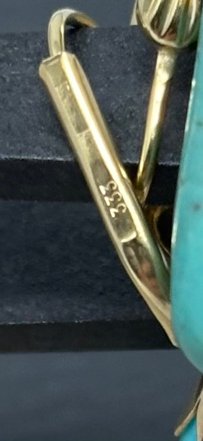 Verkauft! Ohrhänger Ohrringe Türkissteine Tropfenschnitt Vintage 8K/333 No.112