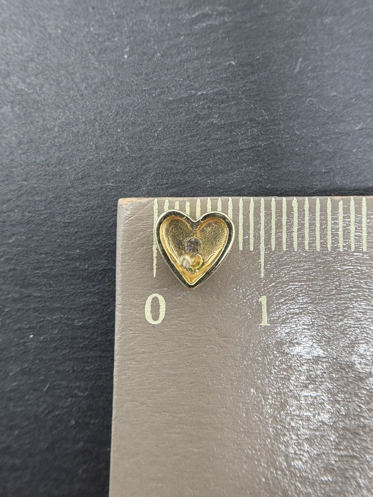 Ohrstecker Gelbgold Herzförmig | Steinchen Brillantenschliff 14K/585